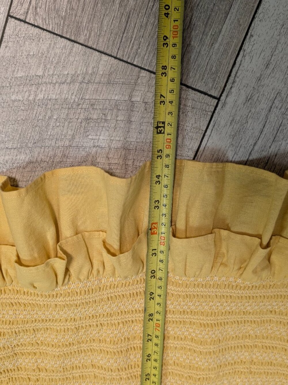 American Eagle Smocked Cotton Linen Ruffle Mini Dress Yellow S Cottagecore EUC - Picture 12 of 12